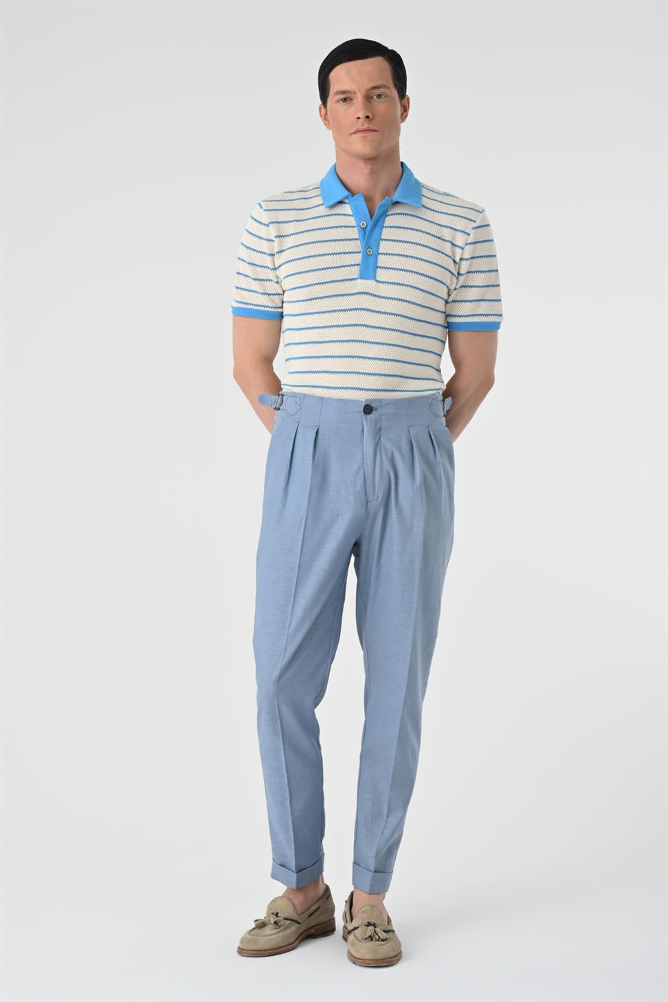 تي شيرت رجالي مخطط بياقة بولو