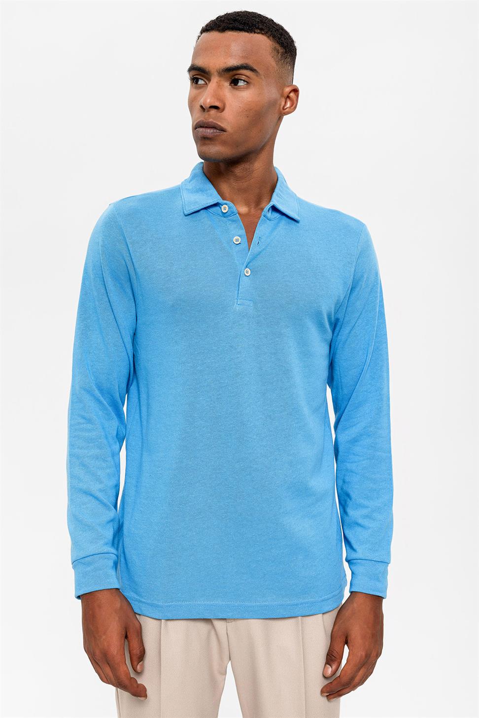 سترة بولو بياقة طويلة الأكمام للرجال