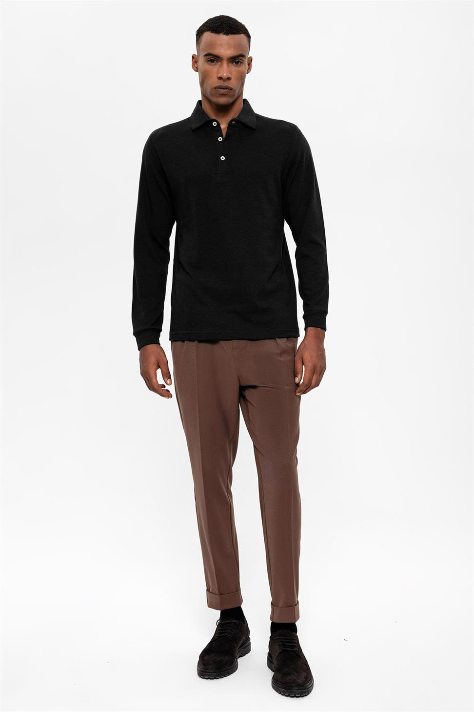 سترة بولو بياقة طويلة الأكمام للرجال