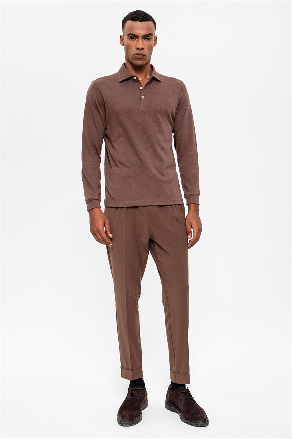 سترة بولو بياقة طويلة الأكمام للرجال