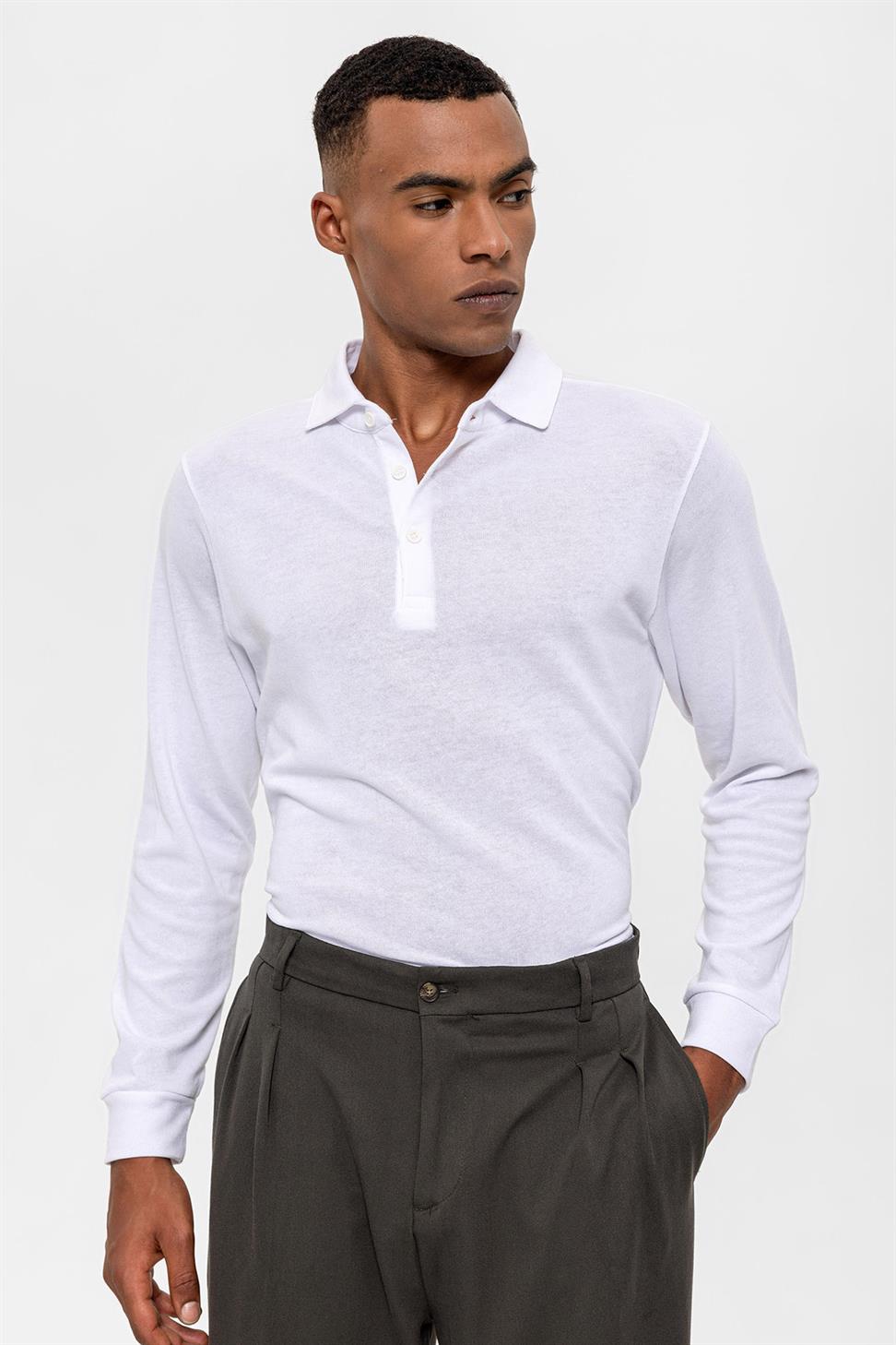 سترة بولو بياقة طويلة الأكمام للرجال