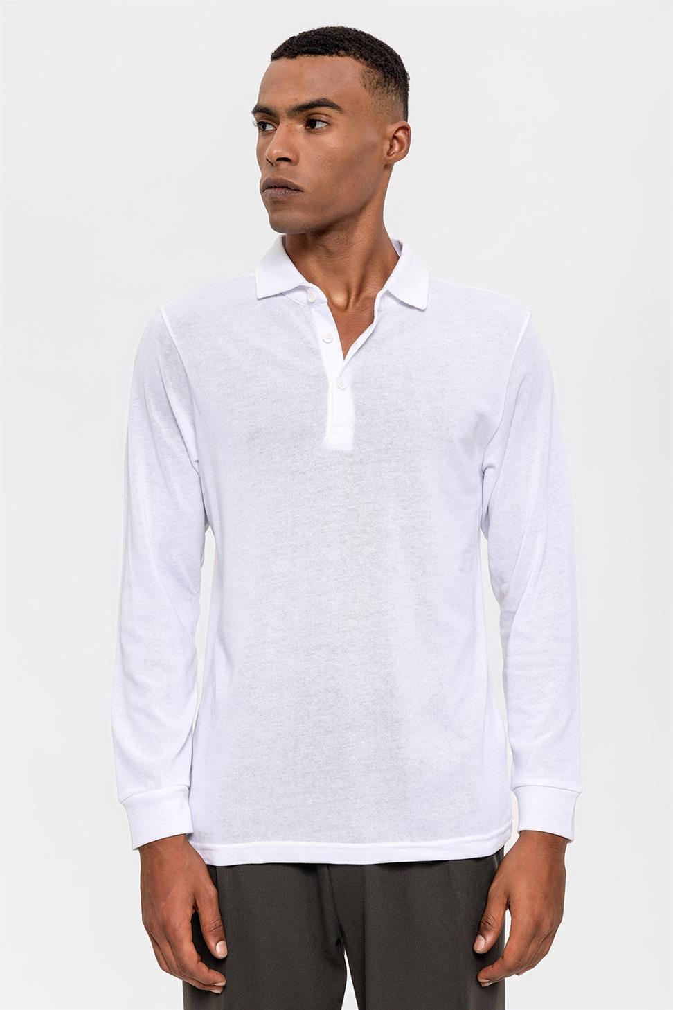 سترة بولو بياقة طويلة الأكمام للرجال