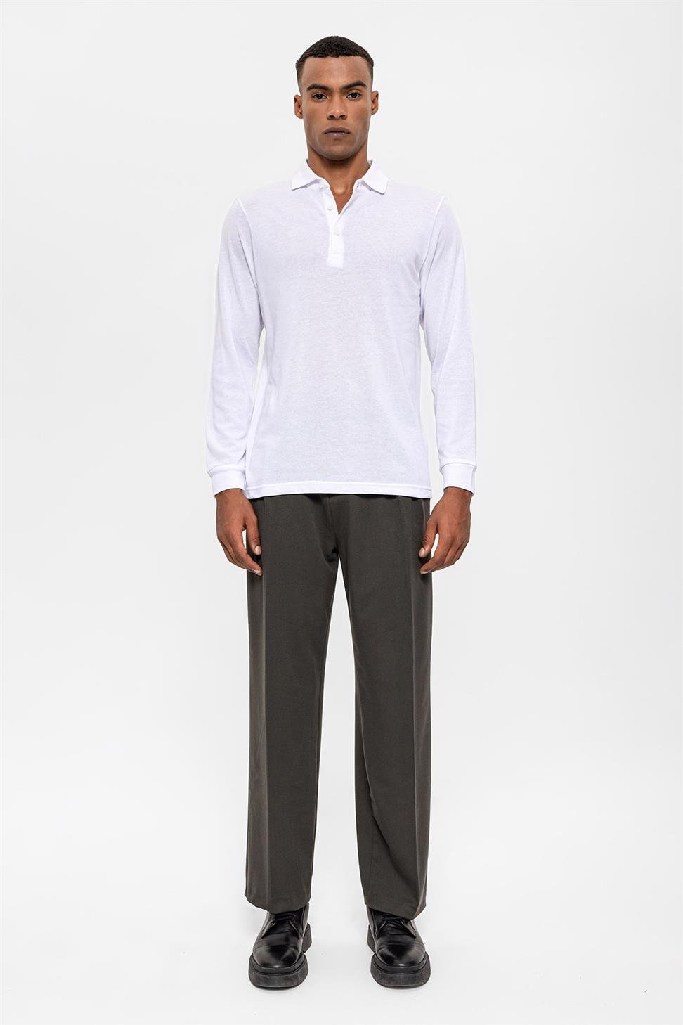 سترة بولو بياقة طويلة الأكمام للرجال