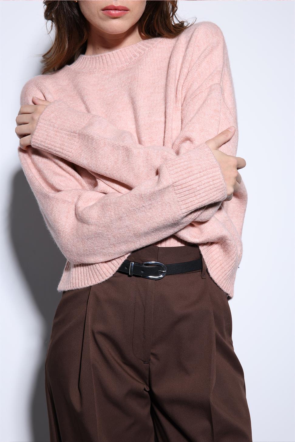 Antioch Pudra Yün Karışımlı Kadın Kazak