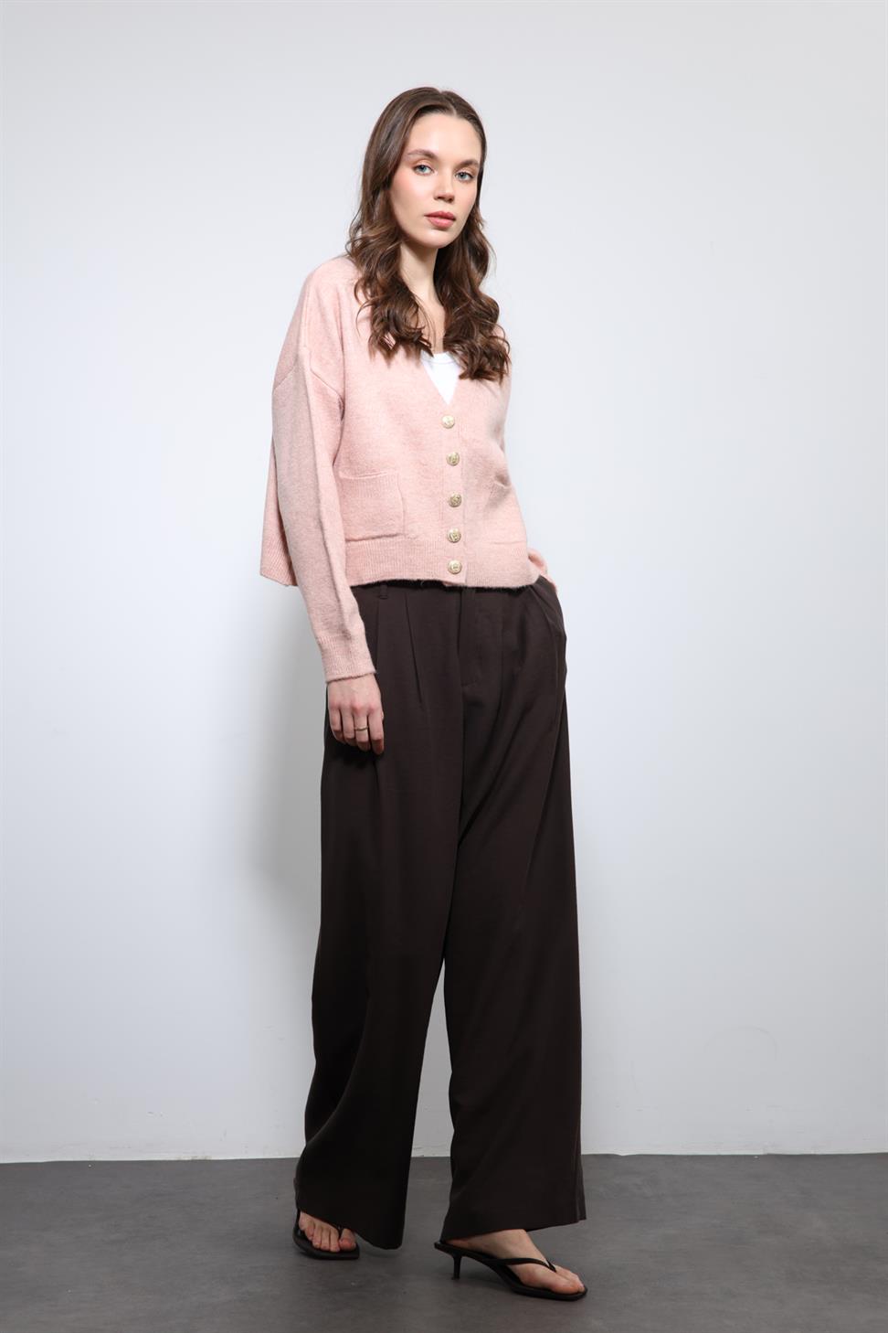 Antioch Pudra Yün Karışımlı Hırka