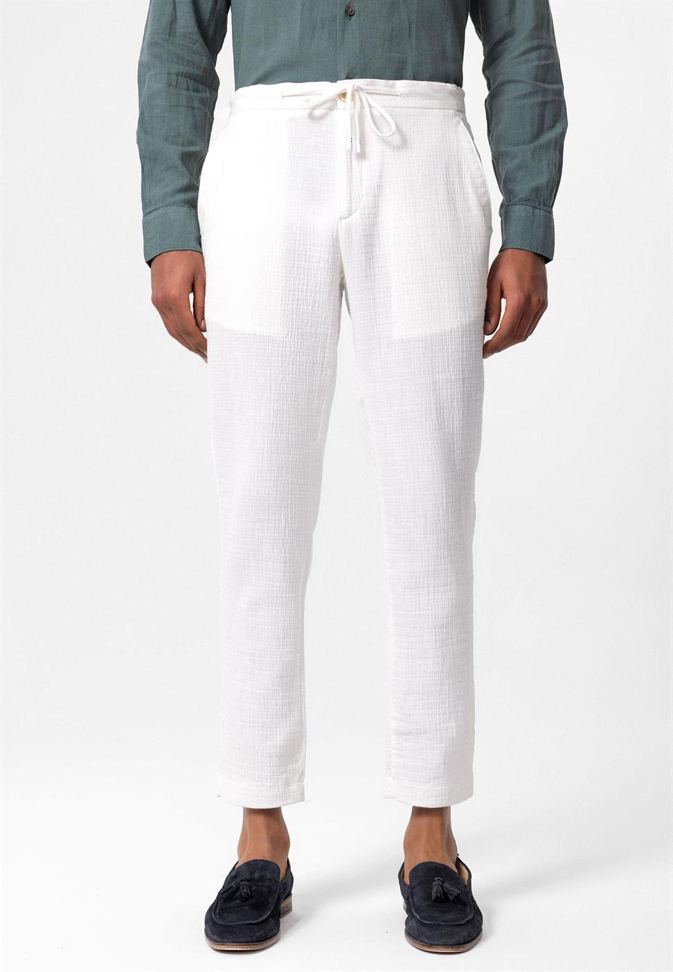 بنطال رجالي بقصة عادية مع خصر برباط