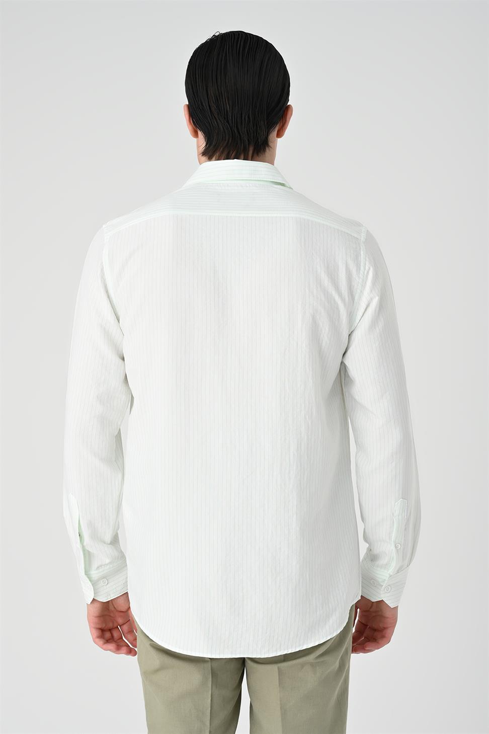 قميص رجالي مخطط بقصة عادية