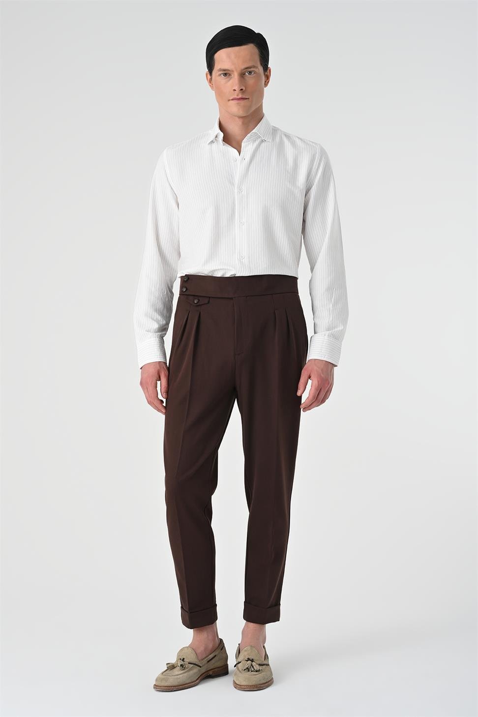 قميص رجالي مخطط بقصة عادية