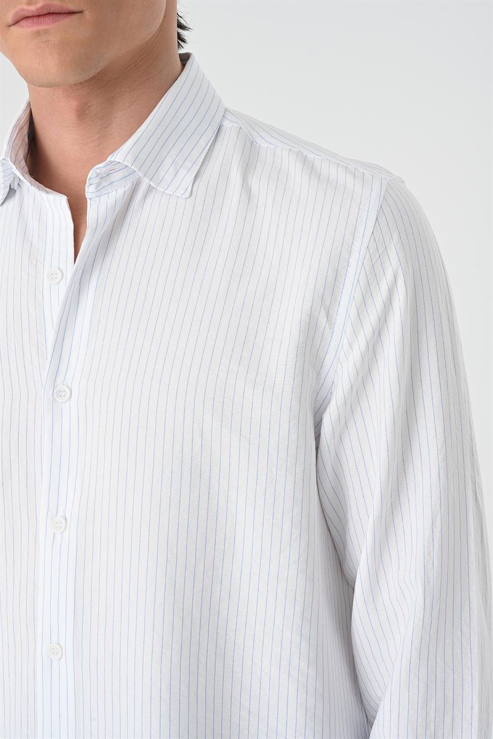 قميص رجالي مخطط بقصة عادية