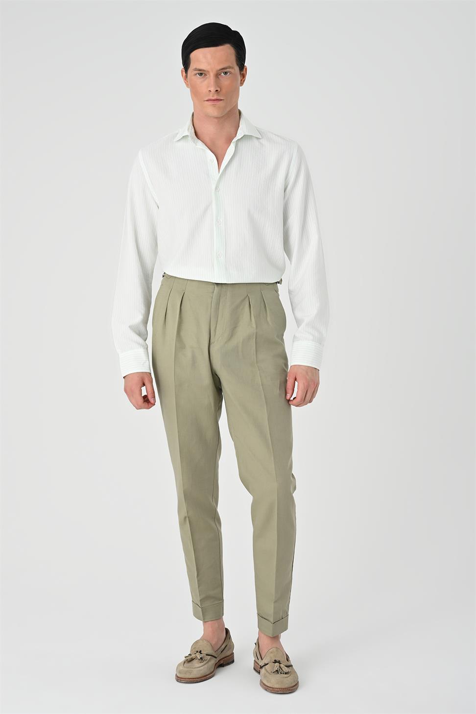 قميص رجالي مخطط بقصة عادية