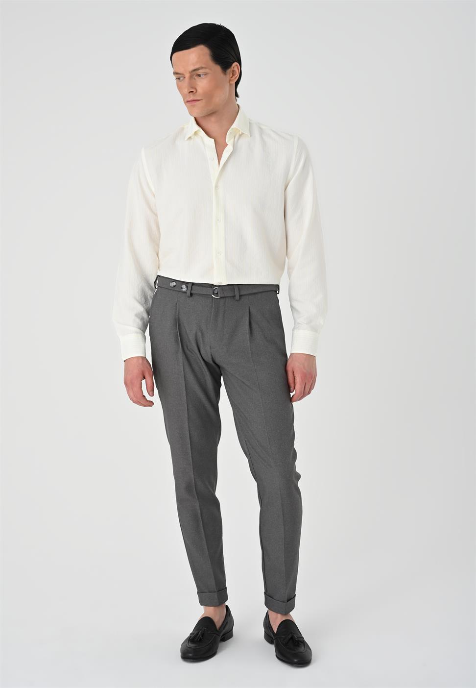 قميص رجالي مخطط بقصة عادية