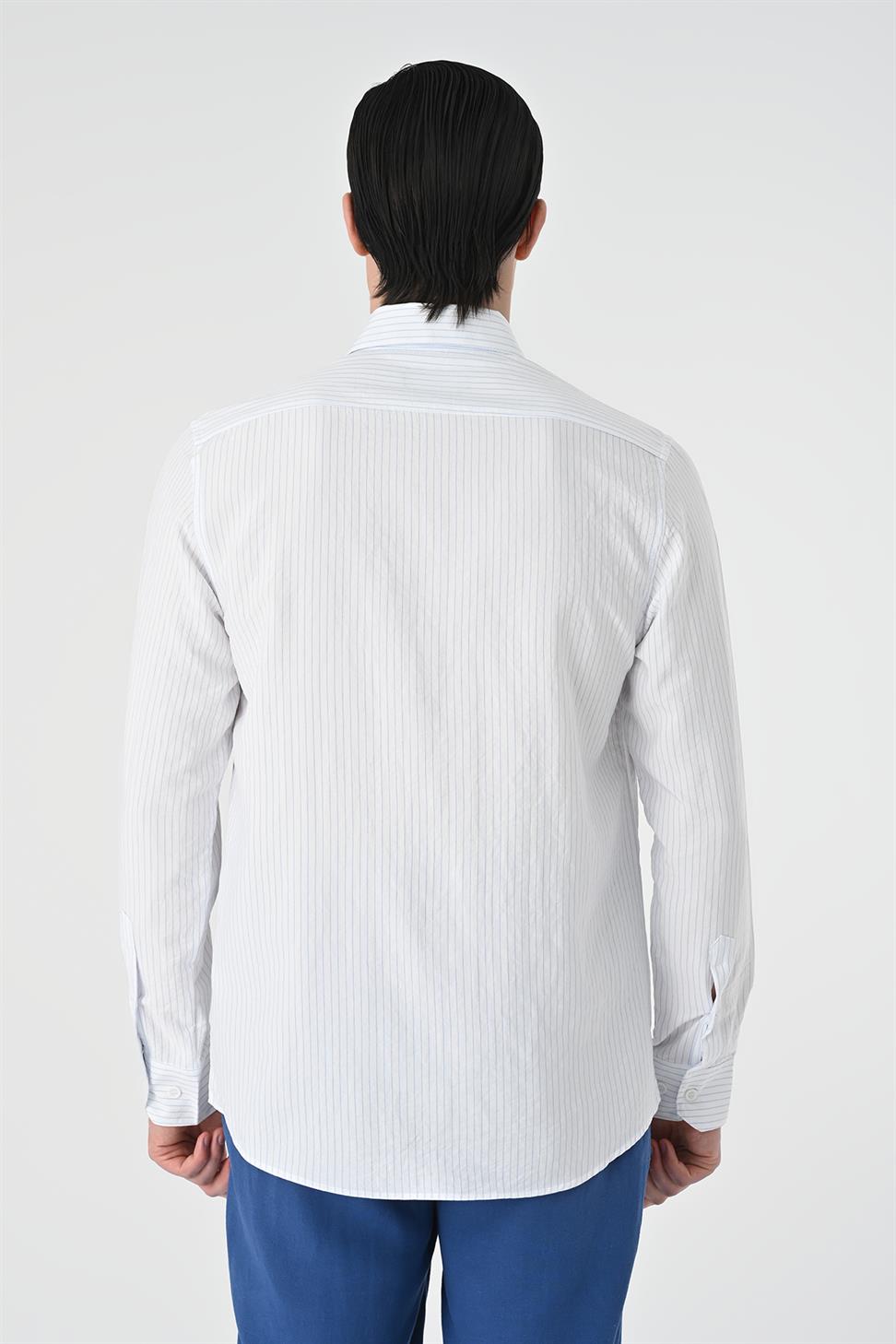 قميص رجالي مخطط بقصة عادية