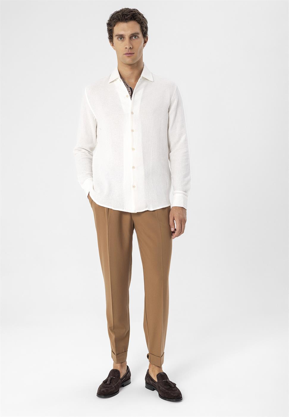 قميص رجالي منسوج بقصة عادية