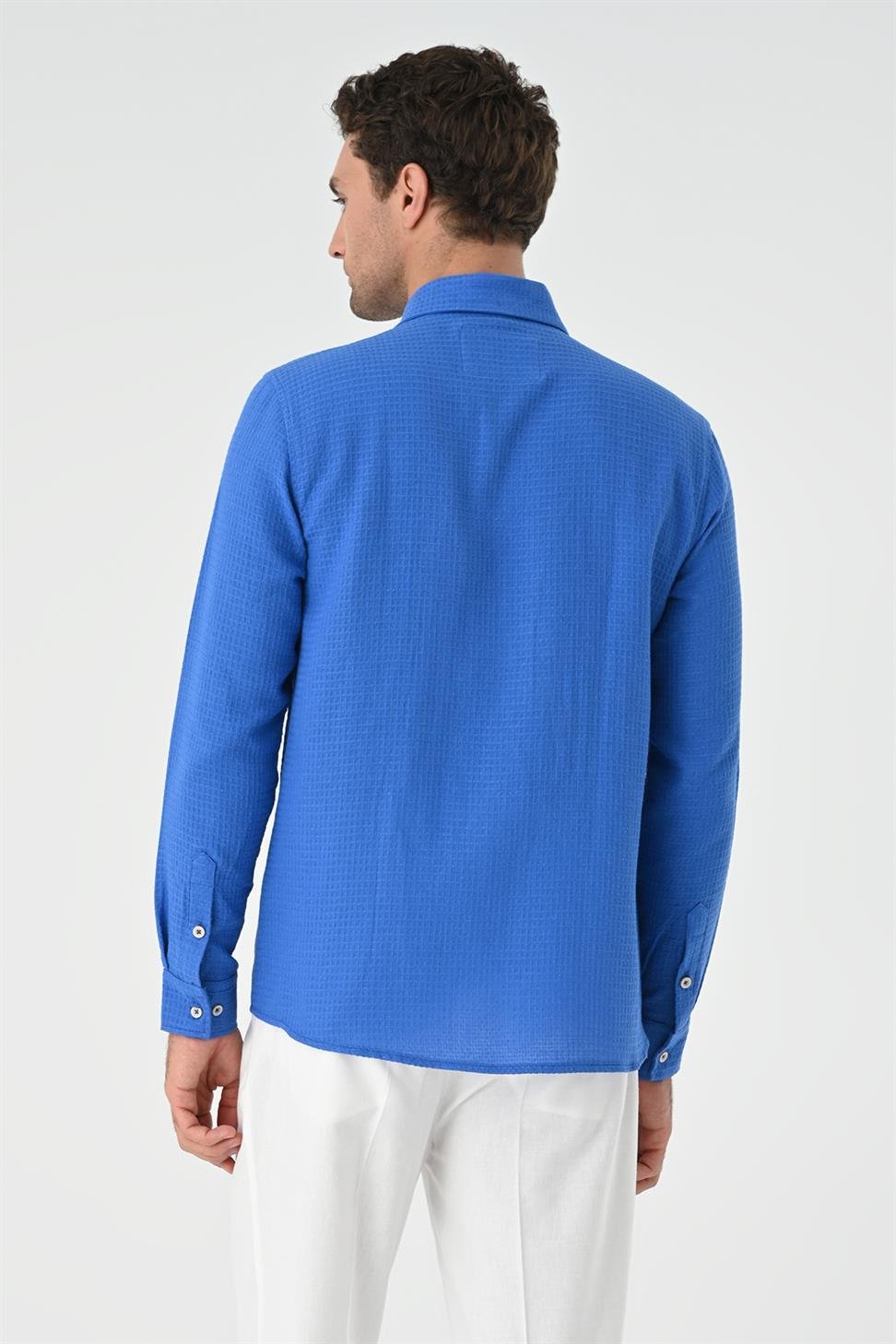 قميص رجالي منسوج بقصة عادية