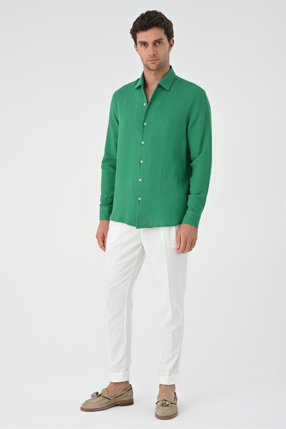 قميص رجالي منسوج بقصة عادية