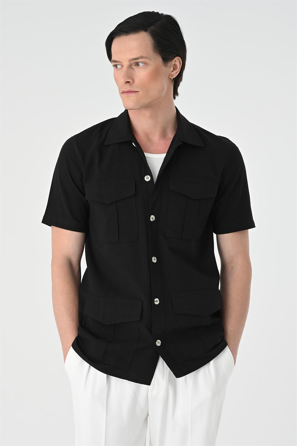 قميص سفاري للرجال بقصة عادية