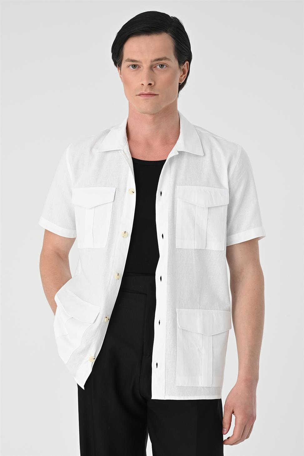 قميص سفاري للرجال بقصة عادية