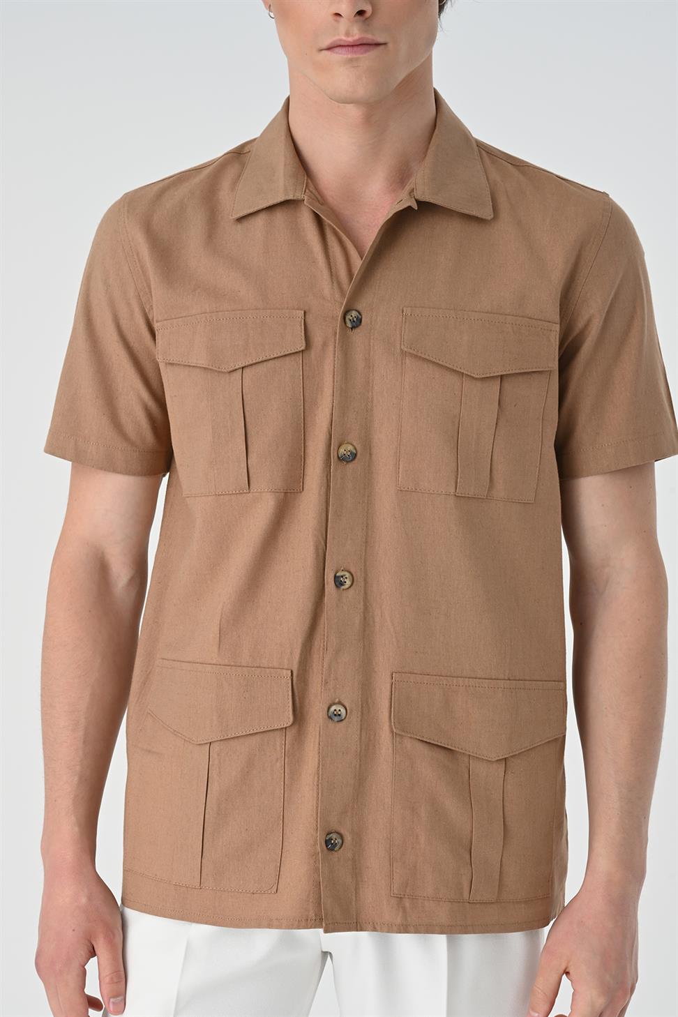 قميص سفاري للرجال بقصة عادية