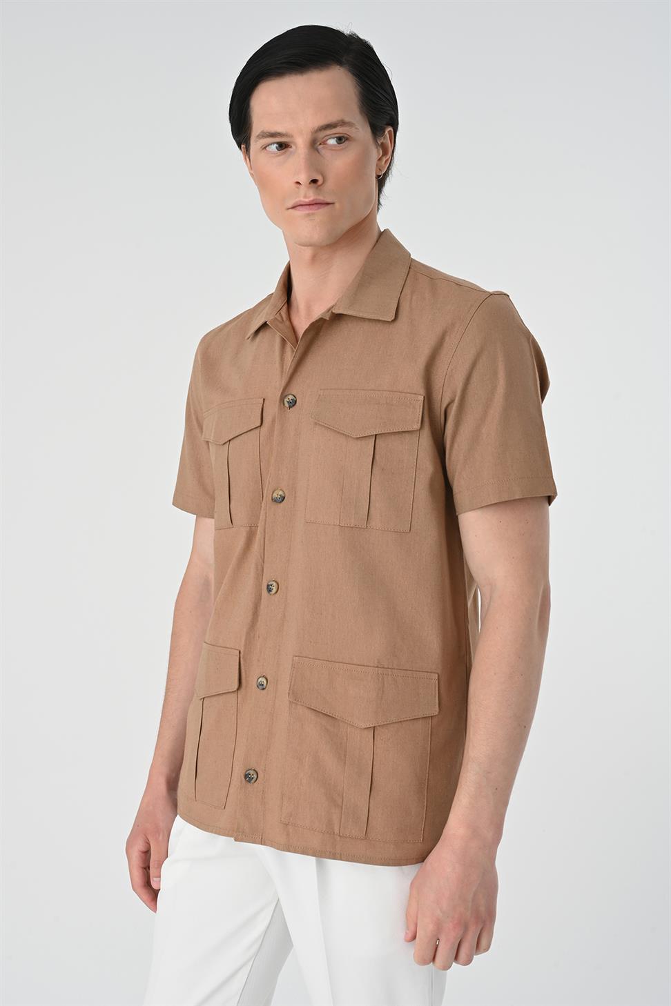 قميص سفاري للرجال بقصة عادية