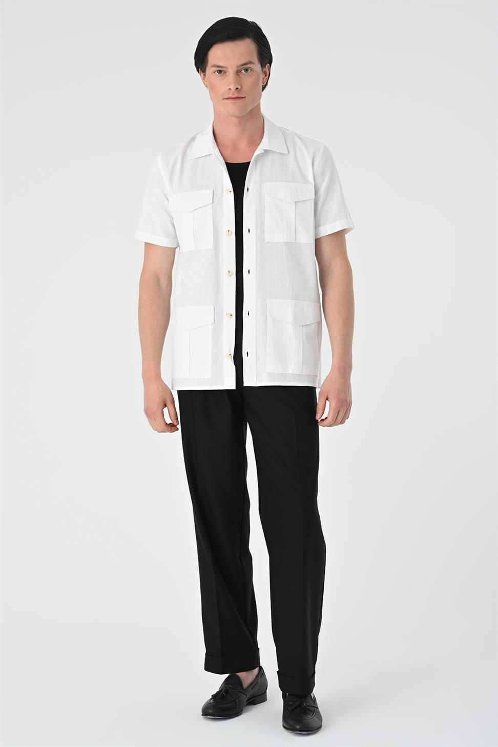 قميص سفاري للرجال بقصة عادية