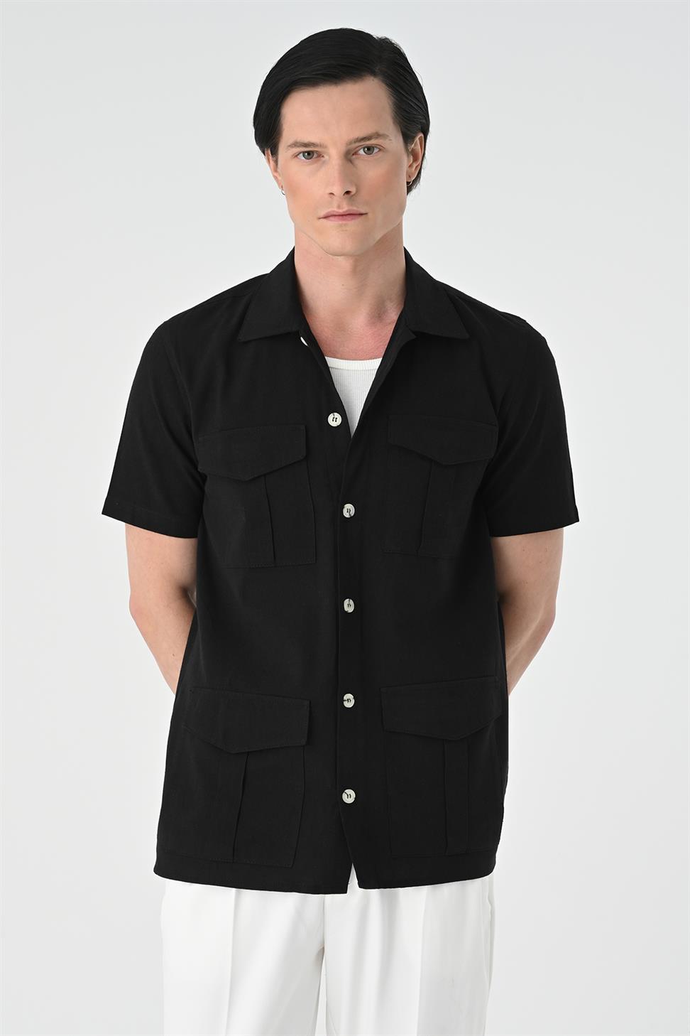 قميص سفاري للرجال بقصة عادية