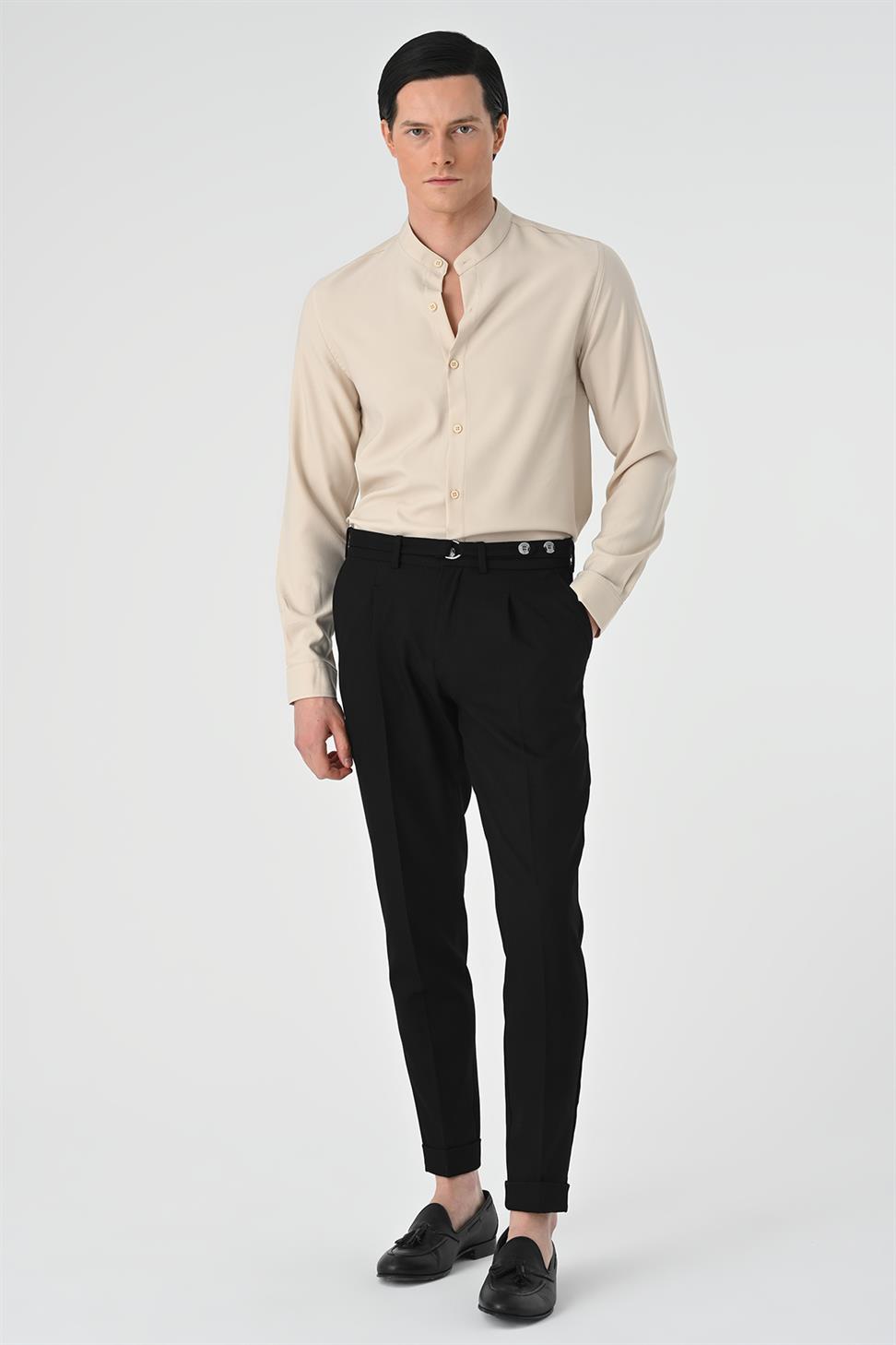 قميص رجالي ذو ياقة كلاسيكية بقصة عادية