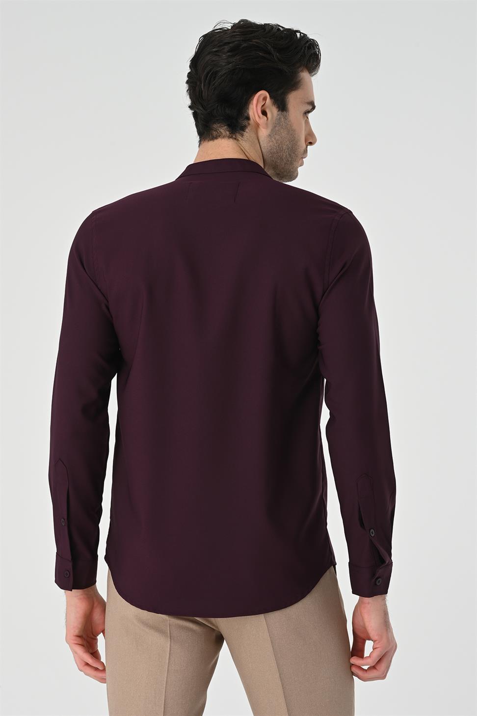 قميص رجالي ذو ياقة كلاسيكية بقصة عادية