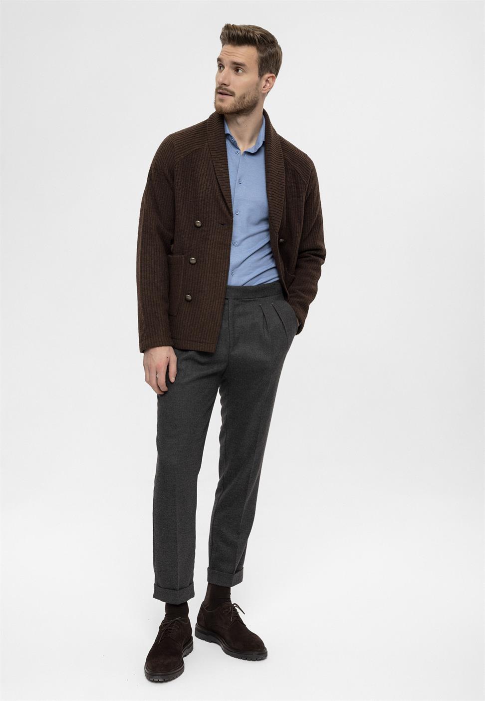 سترة شال طوق مزدوجة الصدر إغلاق الرجال