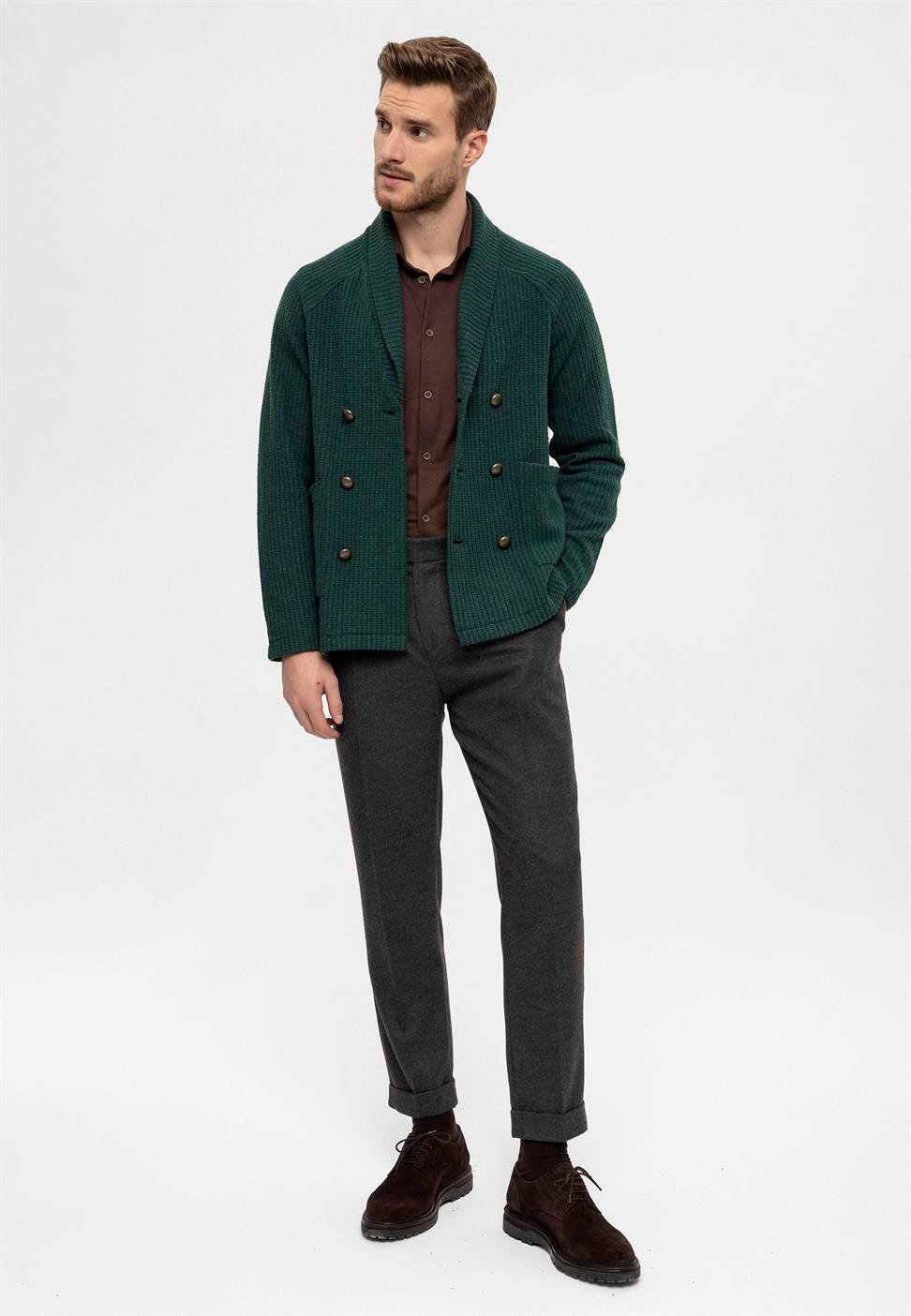 سترة شال طوق مزدوجة الصدر إغلاق الرجال