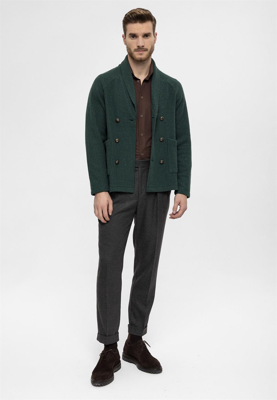 سترة شال طوق مزدوجة الصدر إغلاق الرجال