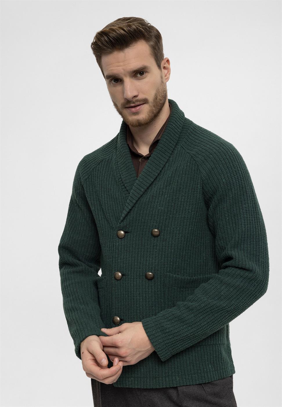 سترة شال طوق مزدوجة الصدر إغلاق الرجال