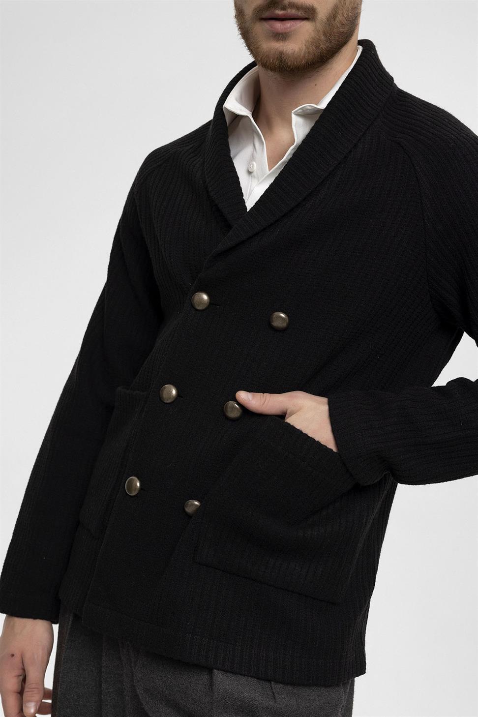 سترة شال طوق مزدوجة الصدر إغلاق الرجال