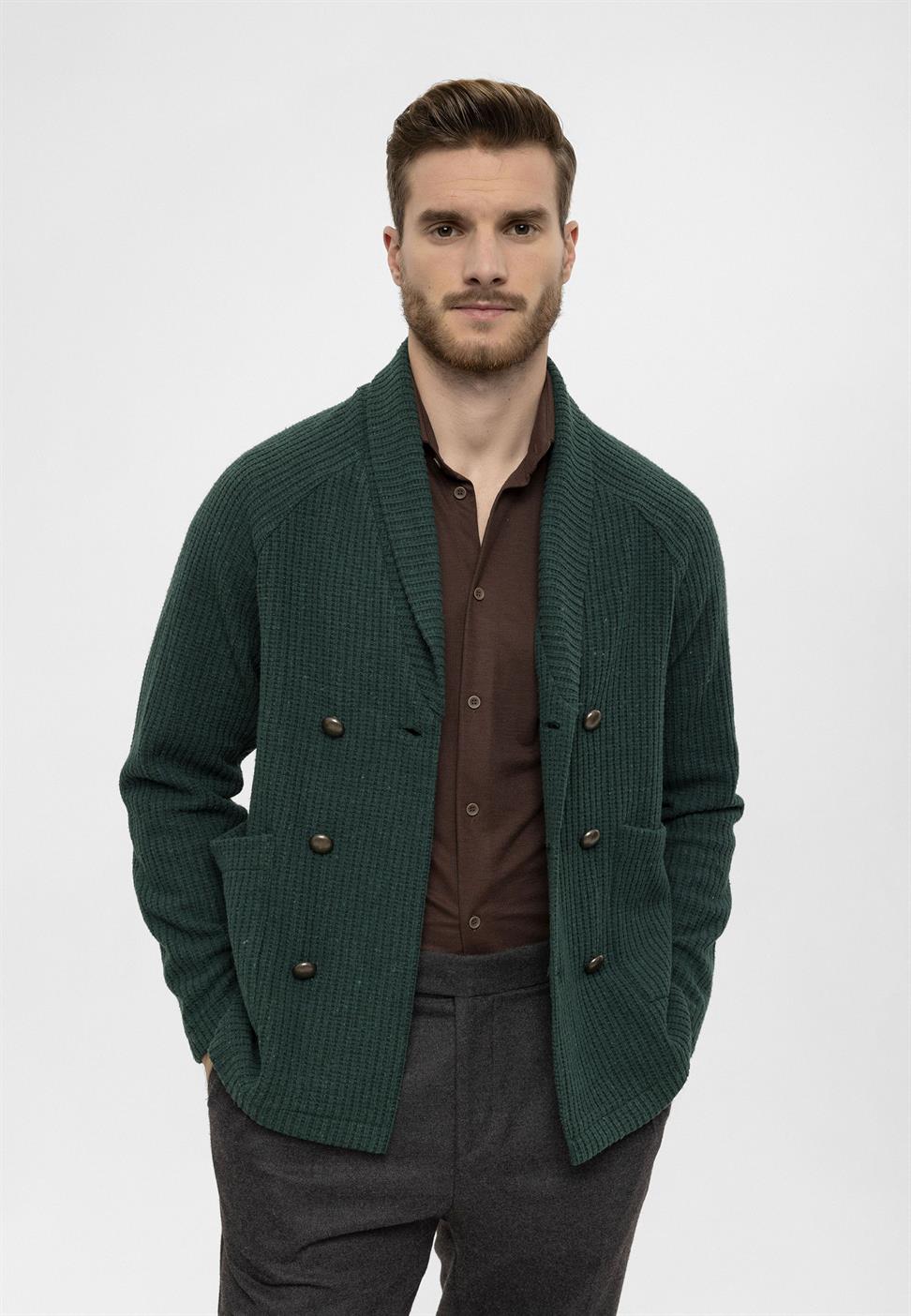 سترة شال طوق مزدوجة الصدر إغلاق الرجال