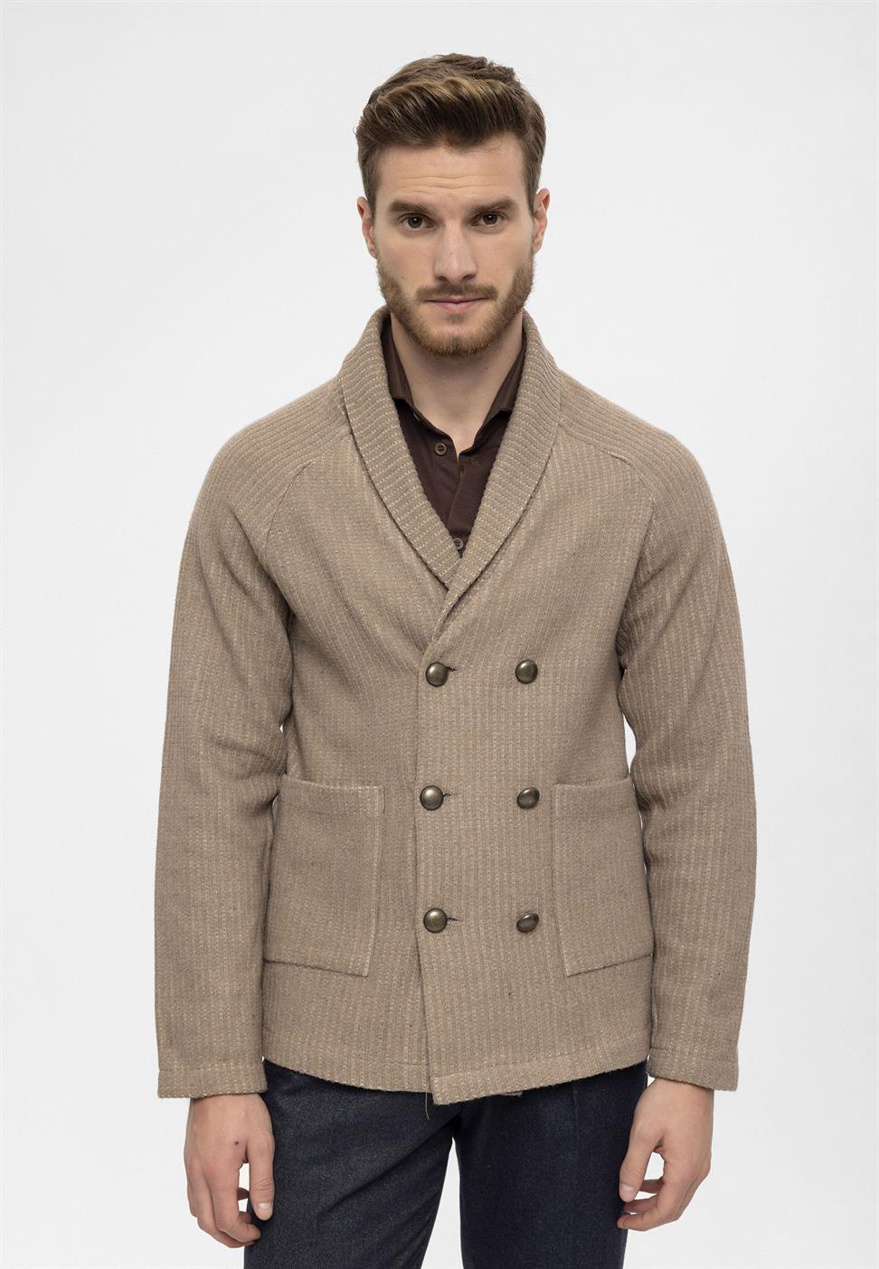 سترة شال طوق مزدوجة الصدر إغلاق الرجال