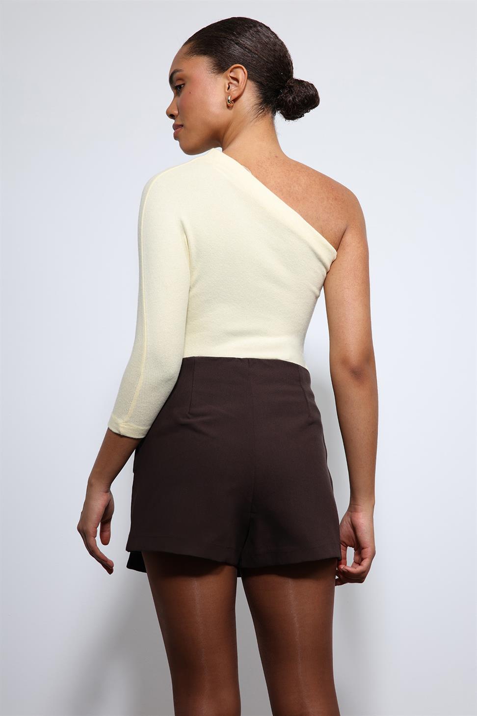 Antioch Sarı Asimetrik Yaka Top