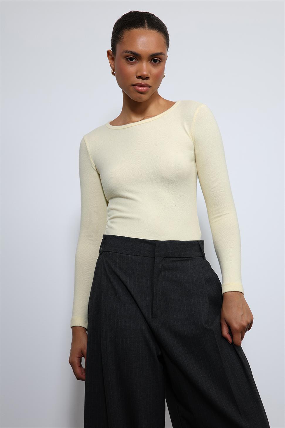 Antioch Sarı Basic Uzun Kollu T-Shirt