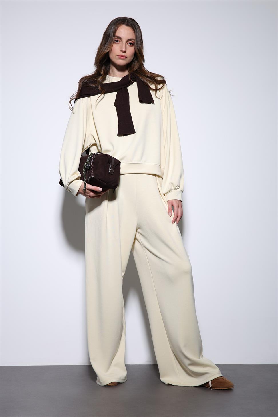 Antioch Sarı Geniş Paça Relaxed Kadın Takım