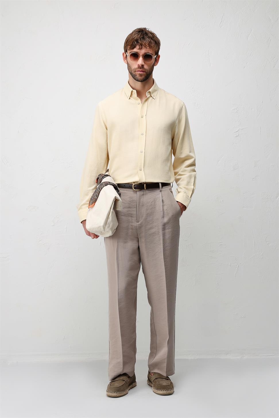 Relaxed Fit Mens Shirt with Linen Blend