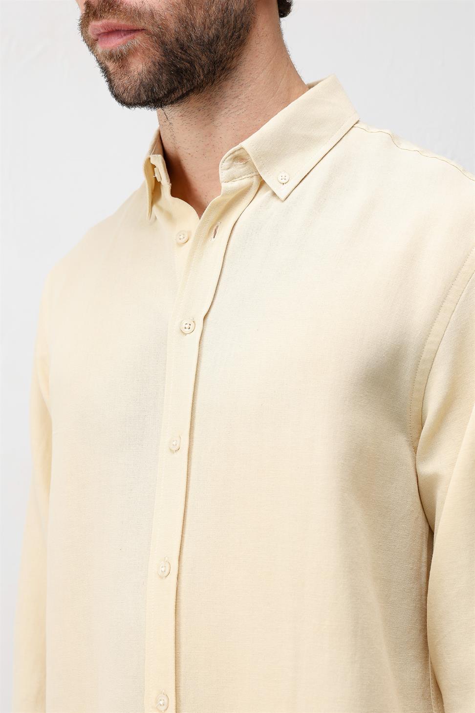 Relaxed Fit Mens Shirt with Linen Blend