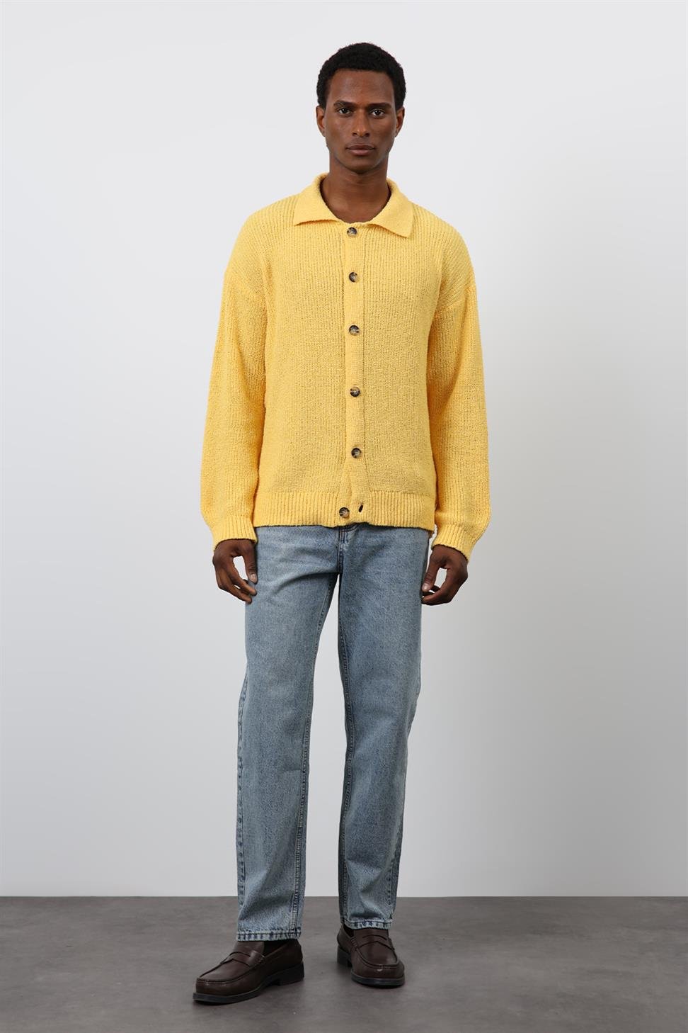 Antioch Sarı Örme Triko Erkek Hırka