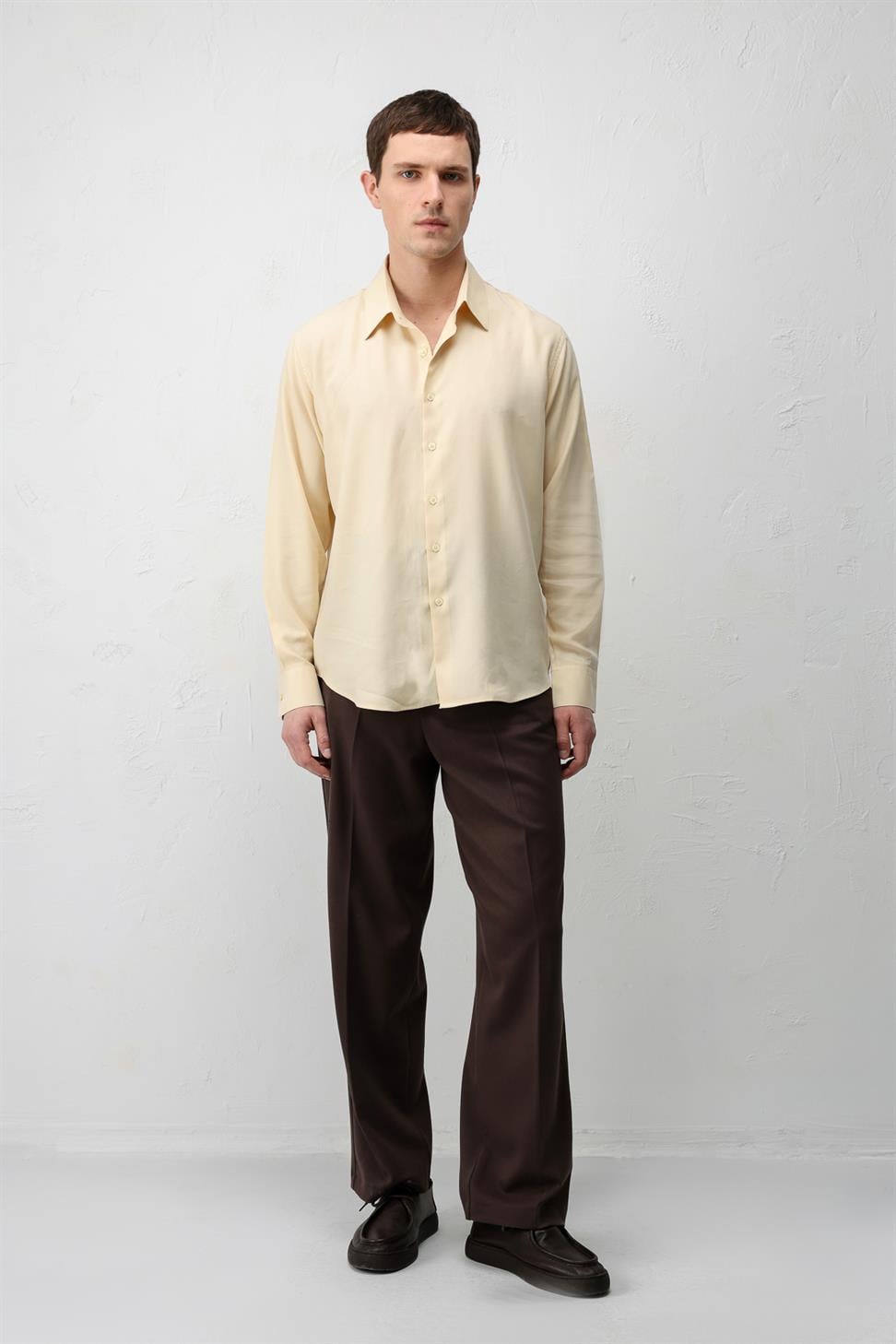 Antioch Sarı Teknik Regular Fit Erkek Gömlek