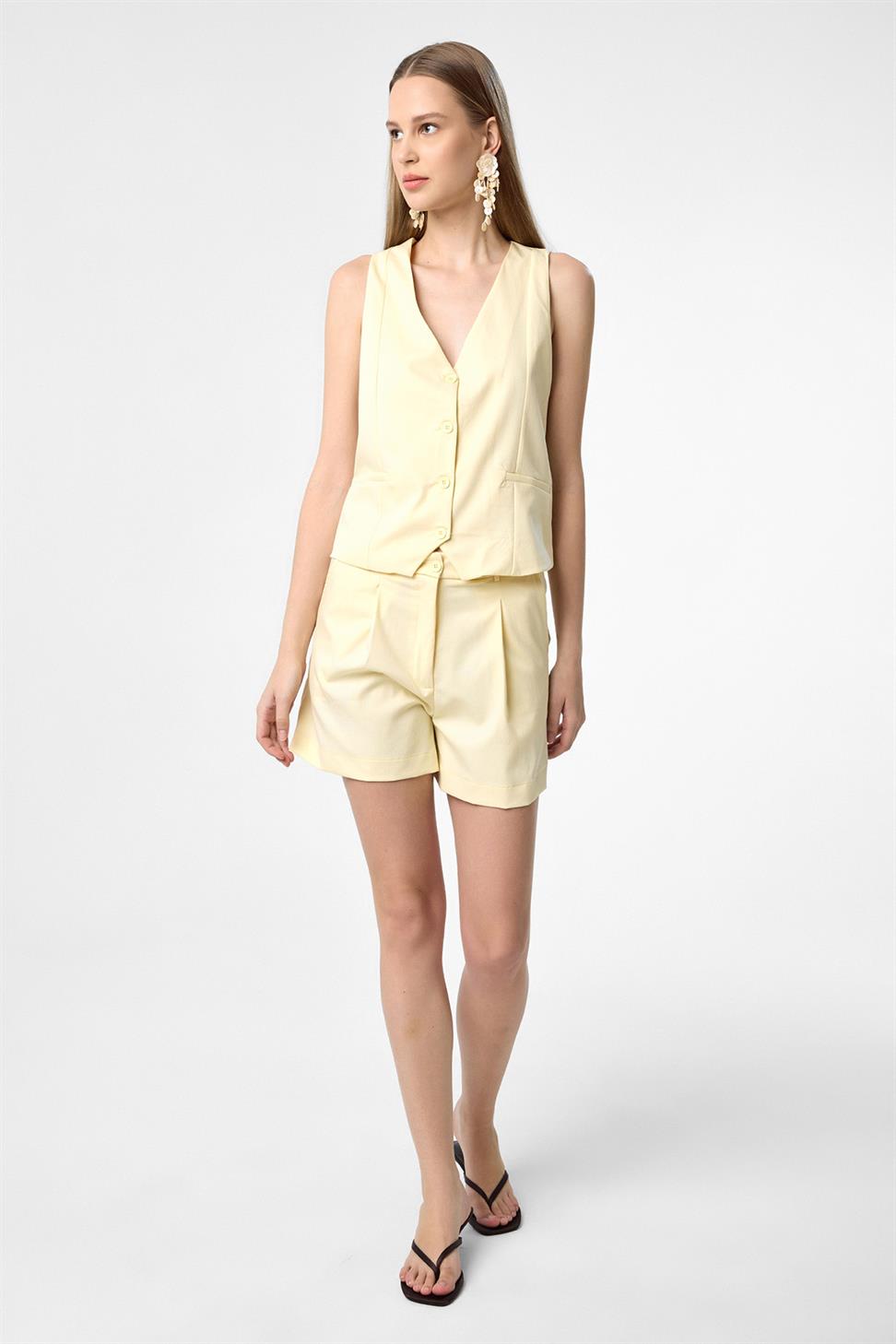 Antioch Sarı Yelek-Şort Kadın Takım