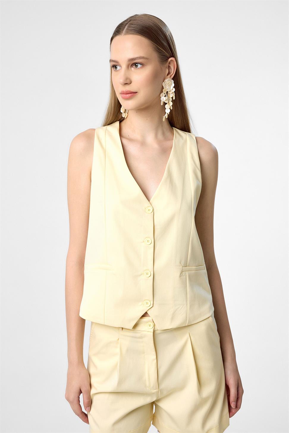 Antioch Sarı Yelek-Şort Kadın Takım