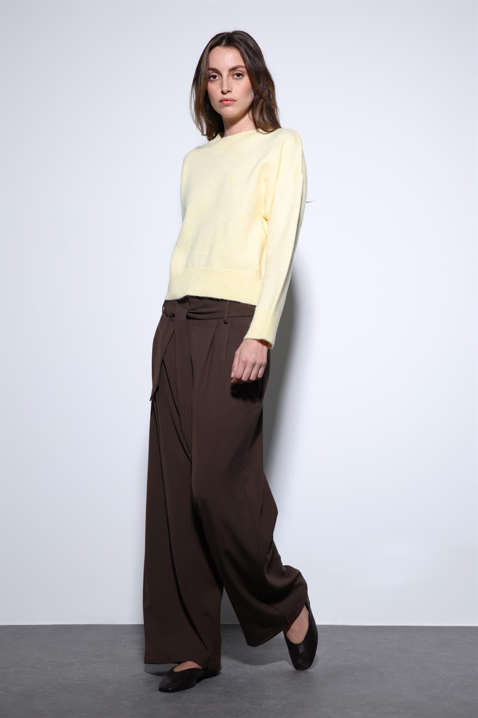 Antioch Sarı Yün Karışımlı Kadın Kazak