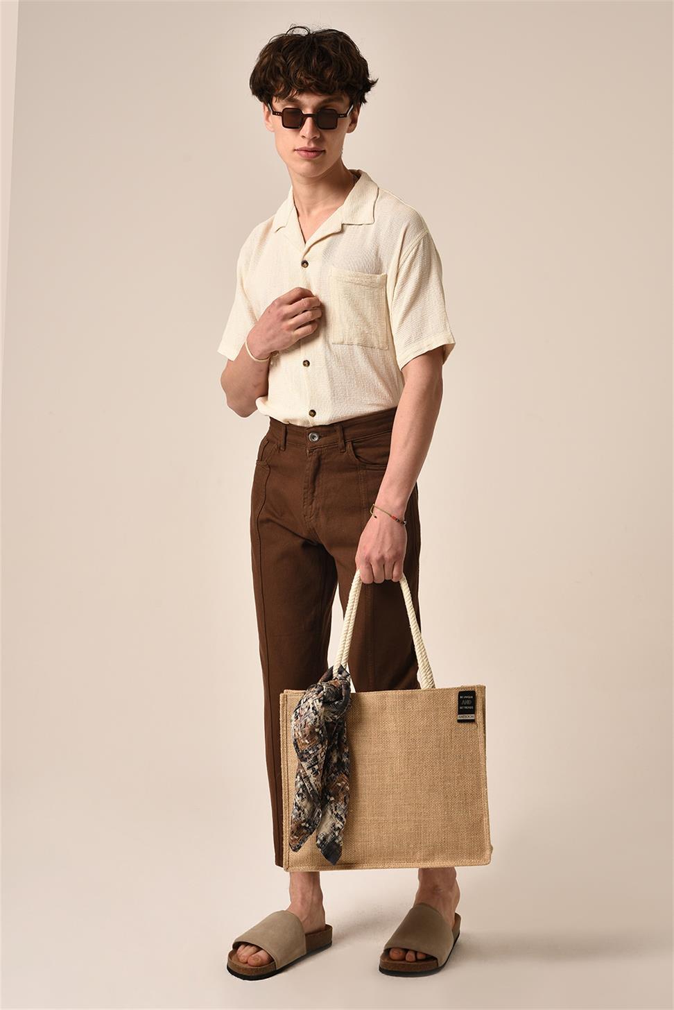 بنطال مخطط مفصل