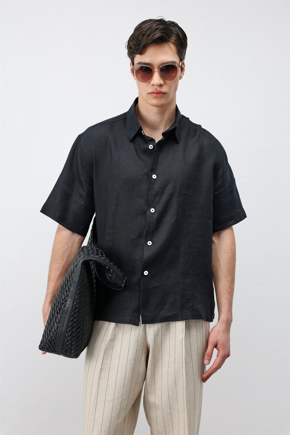 قميص رجالي مريح 100٪ من الكتان