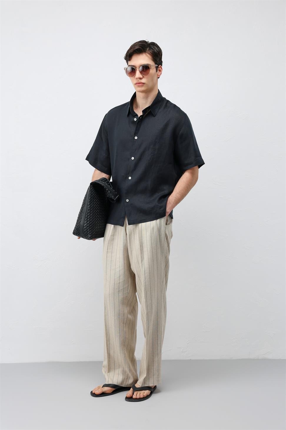 قميص رجالي مريح 100٪ من الكتان