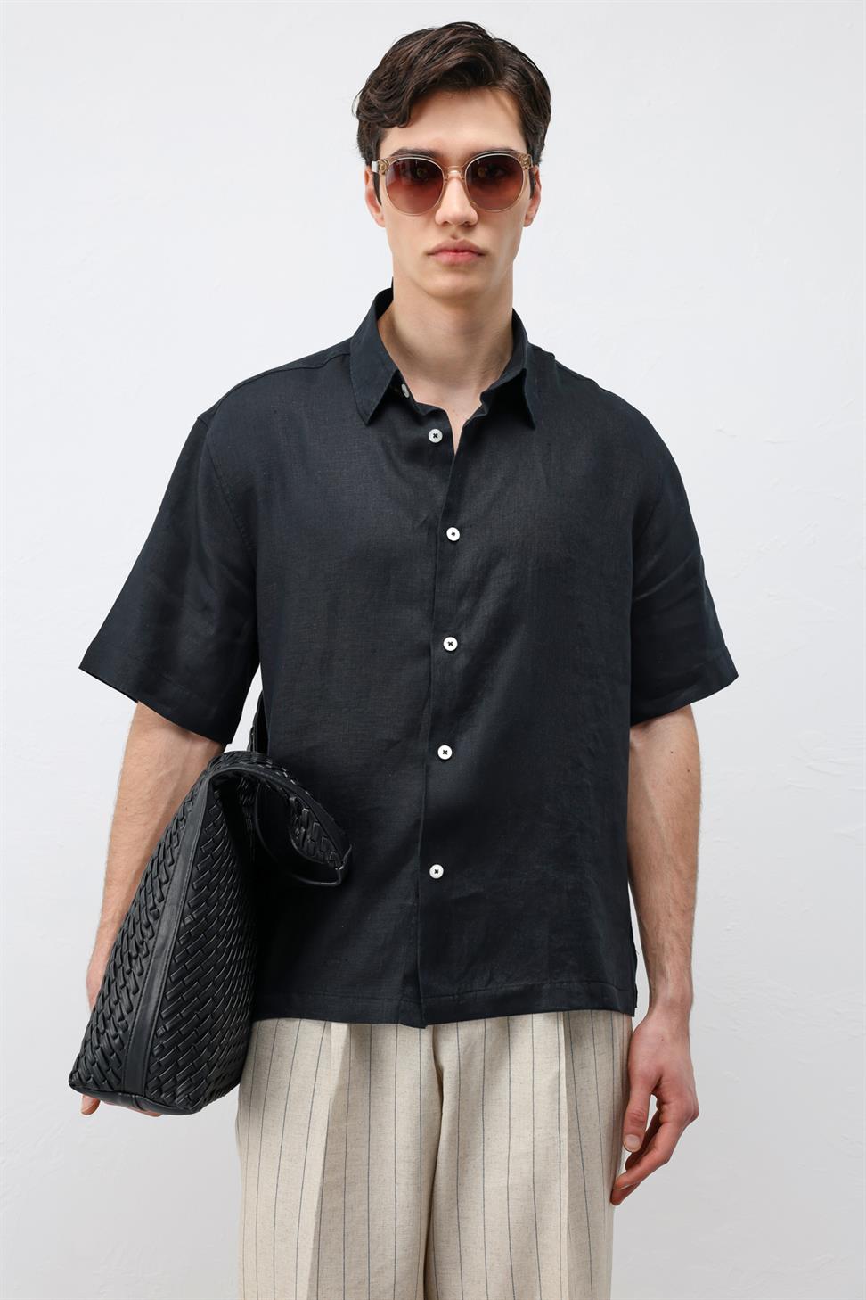 قميص رجالي مريح 100٪ من الكتان