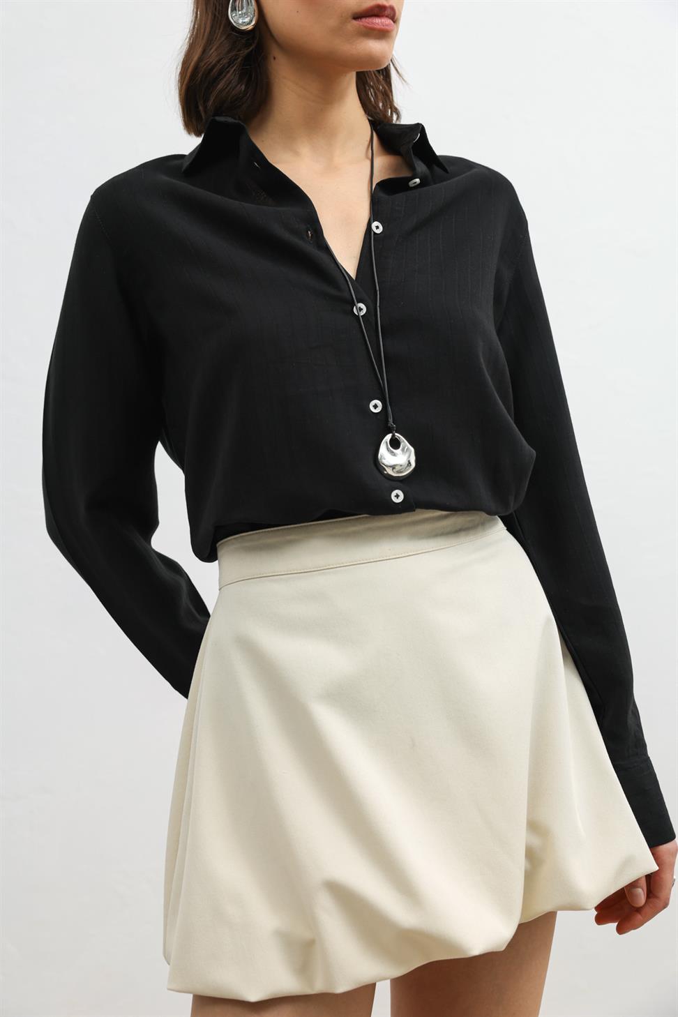 قميص نسائي مخطط مع منديل من 100% ليوسيل