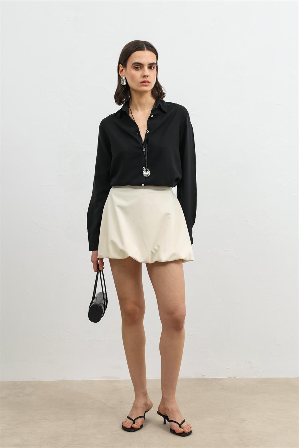 قميص نسائي مخطط مع منديل من 100% ليوسيل